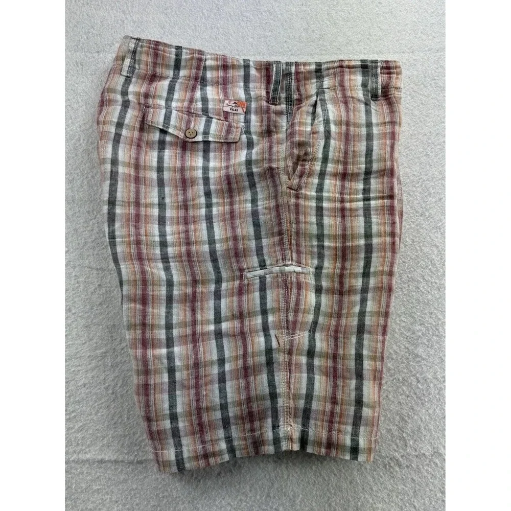 Tommy‎ Bahama Mens 100% Linen Chino Shorts Tag 36 Actual Size 38 Tropical Plaid